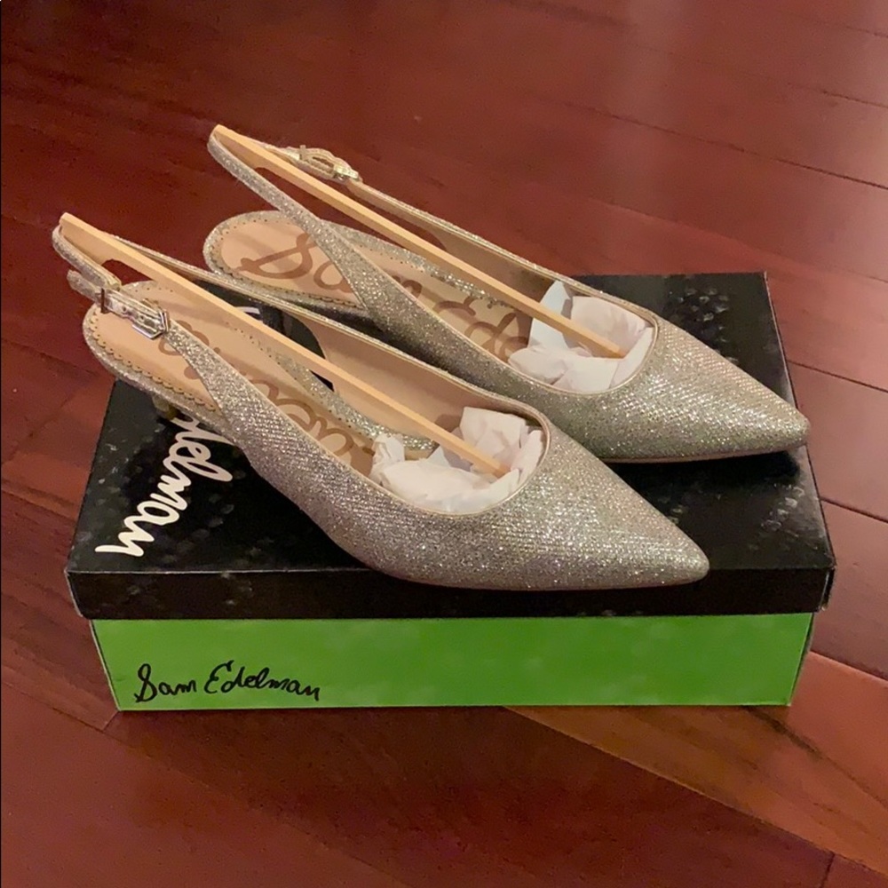 Sam Edelman Luella Gold Mesh Kitten Heel